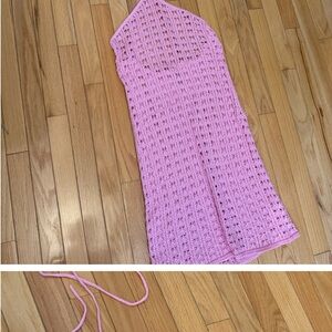 Pink Crochet Halter Dress